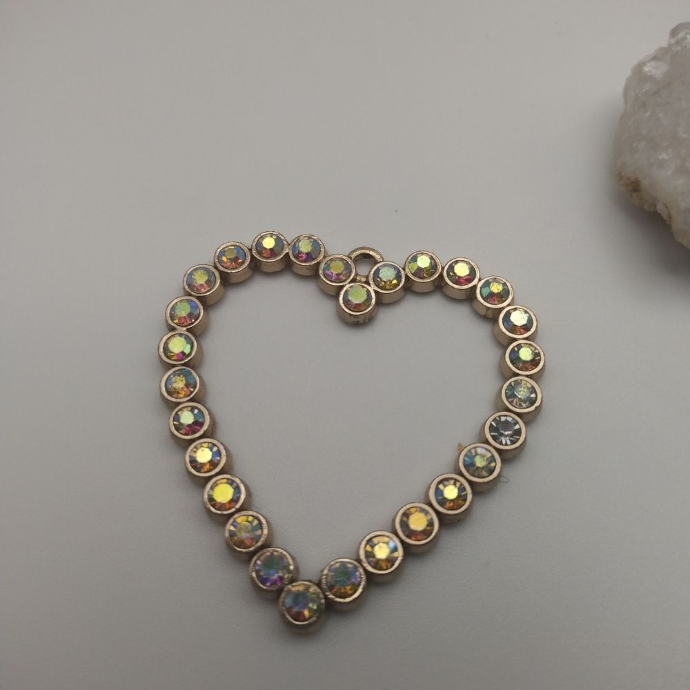 Crystal rainbow sparkle heart necklace‎